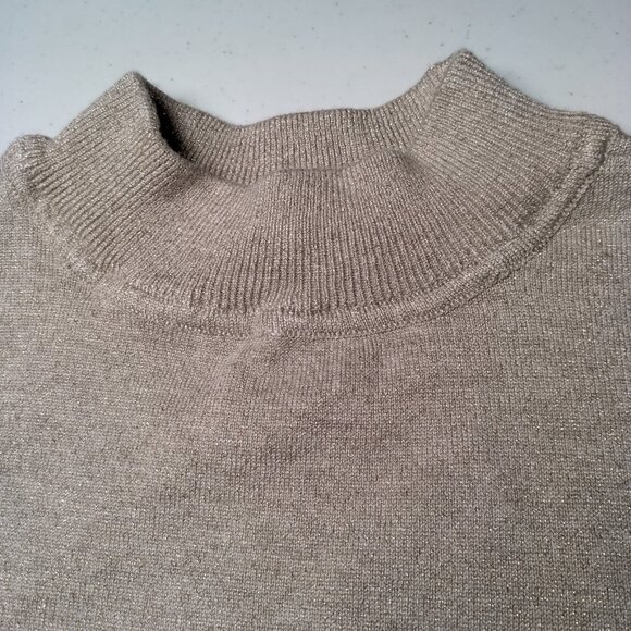 Chicos Size 2 Women Large Knit Top Shirt Sleeveless Silver Metallic Mock Neck - Picture 11 of 11